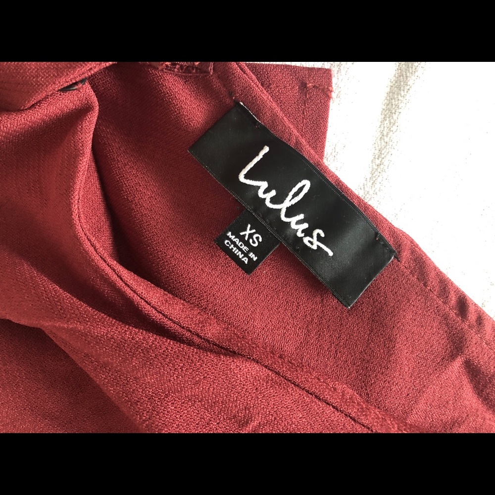 Lulu's Rust Ruffle Cold Shoulder Jumpsuit - Picture 4 of 4